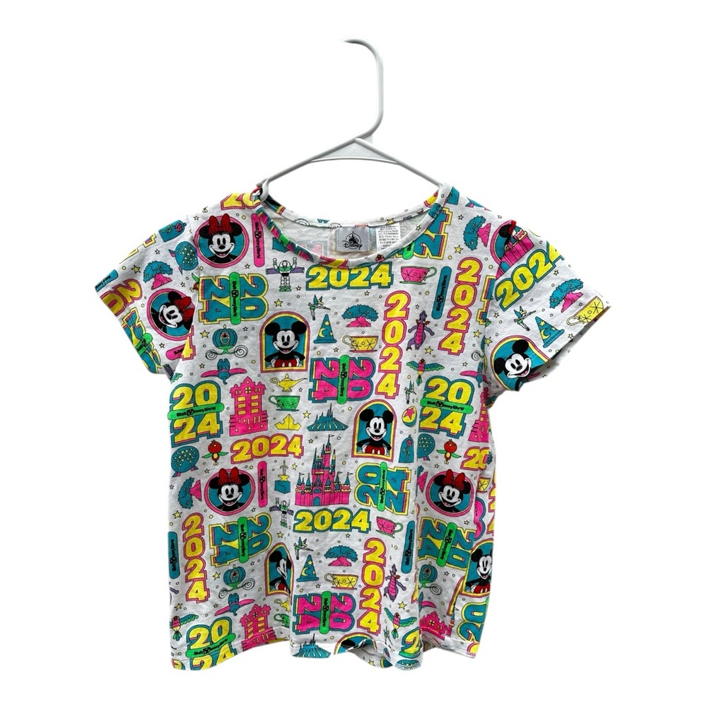 Youth XL Disney Parks 2024 Neon Souvenir Tee Mickey & Friends Walt Disney World